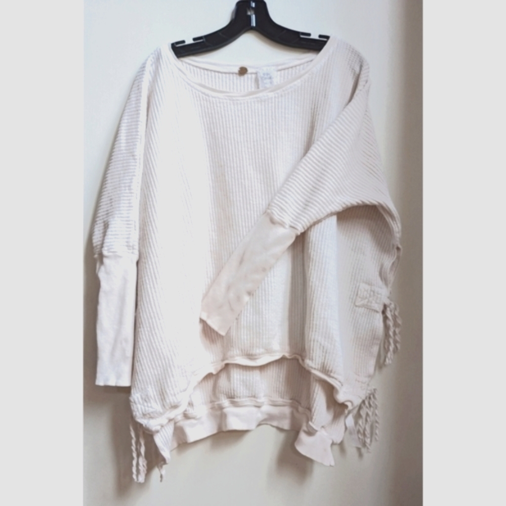FP One |Free People| White Interlaken Oversized Waffle Thermal Tunic Side Tie XS